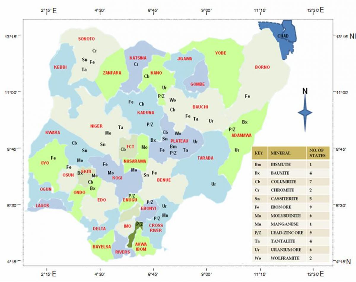 нигерија природни ресурси мапа