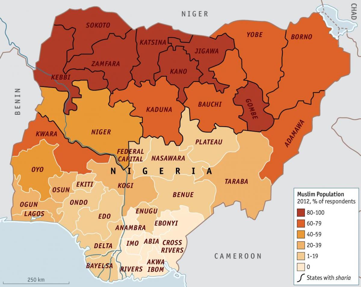 Карта на нигерија религија
