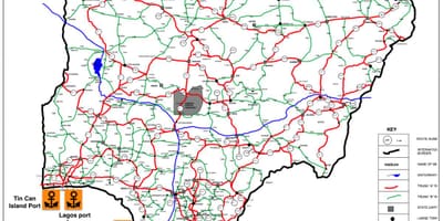 Карта на нигерија го покажува патот мрежа