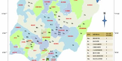 Карта на нигерија покажува минерални ресурси