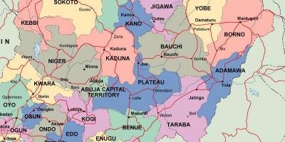 Карта на нигерија со држави и градови